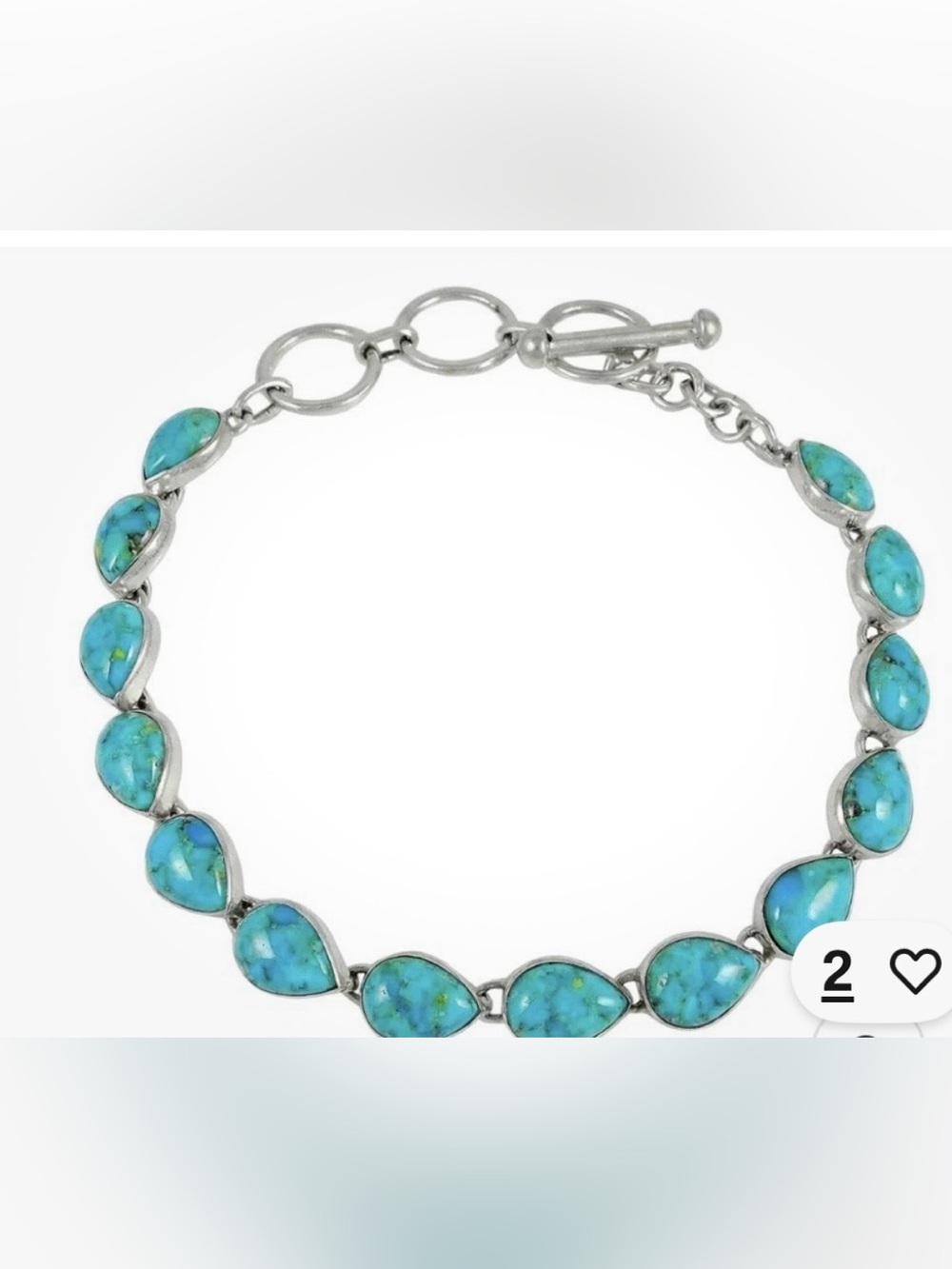 Turquoise Teardrop Sterling-Style Bracelet - Blue Green